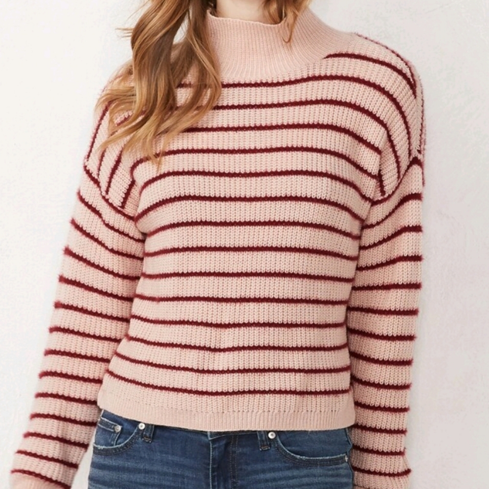 Lauren Conrad Striped Funnel Neck Sweater